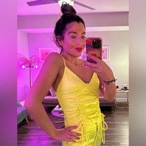 NBD | REVOLVE Neon Yellow Satin Top Medium